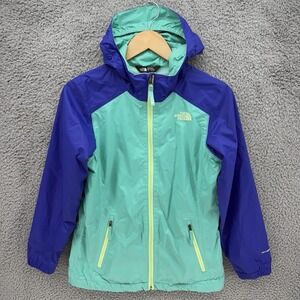 The North Face Aqua Green Hyvent‎ Rain Wind Jacket Girls Large 14/16 READ
